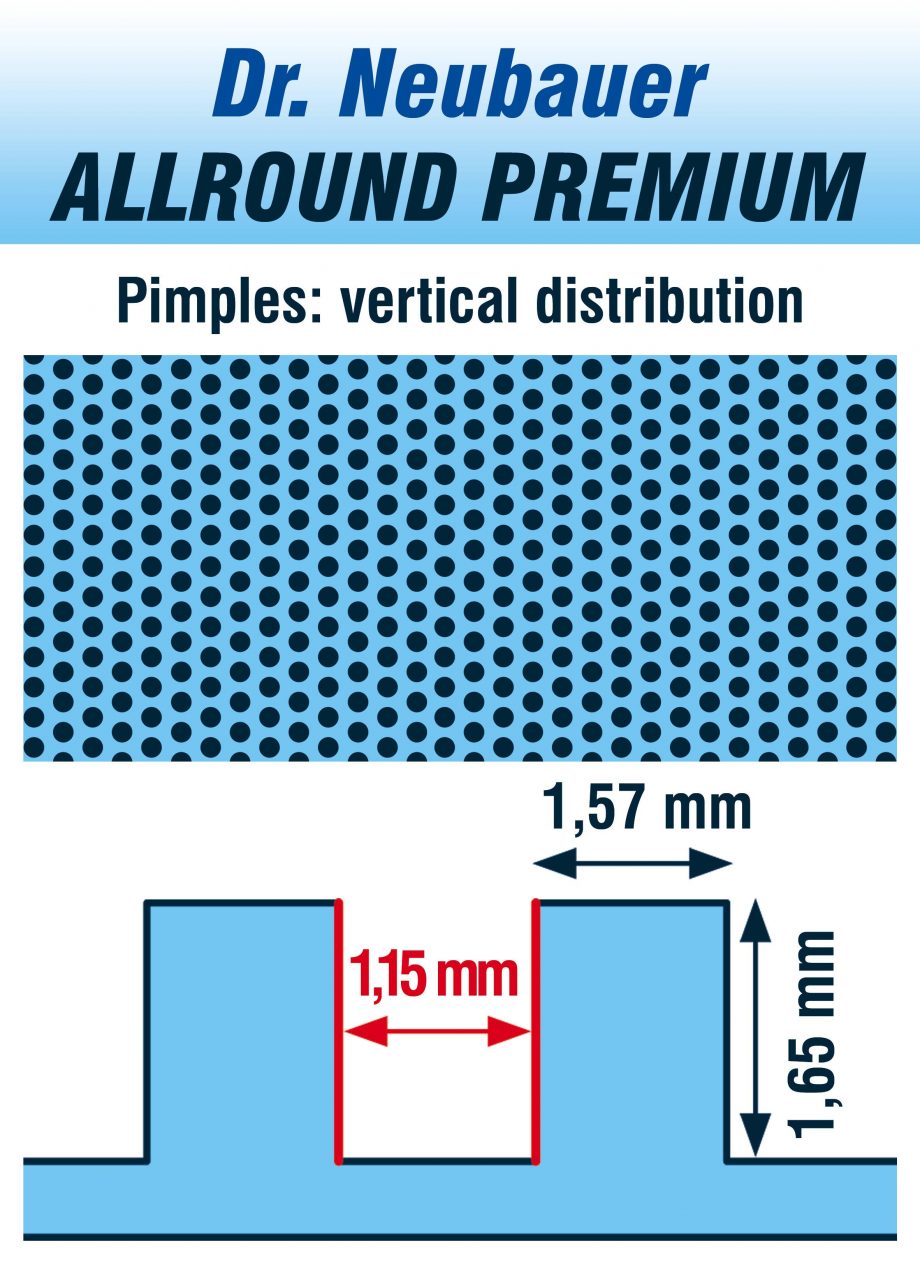table tennis pimples vertical distribution