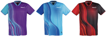 TIBHAR Shirt L2 River, for table tennis players, for ping pong players, stalo teniso žaidėjams, purple shirt, blue shirt, black and red shirt